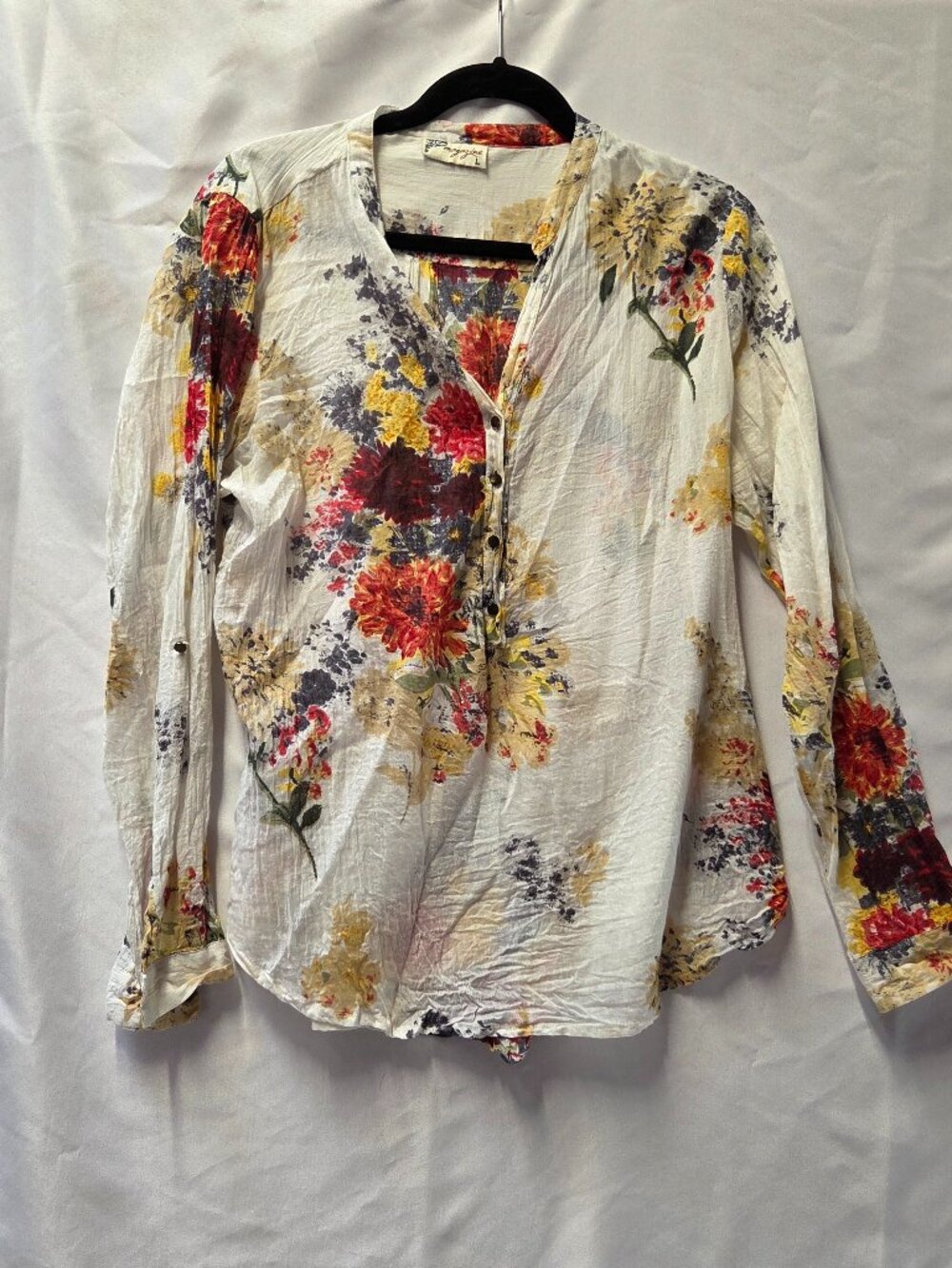Magazine Floral Print Long Sleeve Blouse